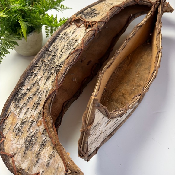 Two Rustic Birch Wood Decorative Canoes - Picture 9 of 14